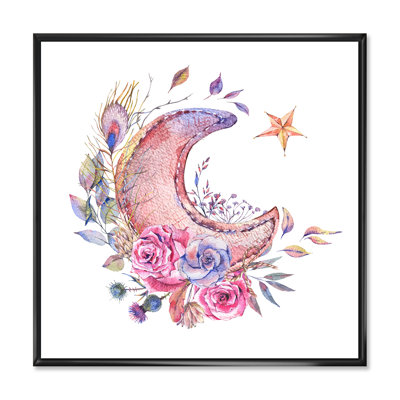 Reproduction d'art sur toile rose et mauve avec roses II - Bohème et éclectique