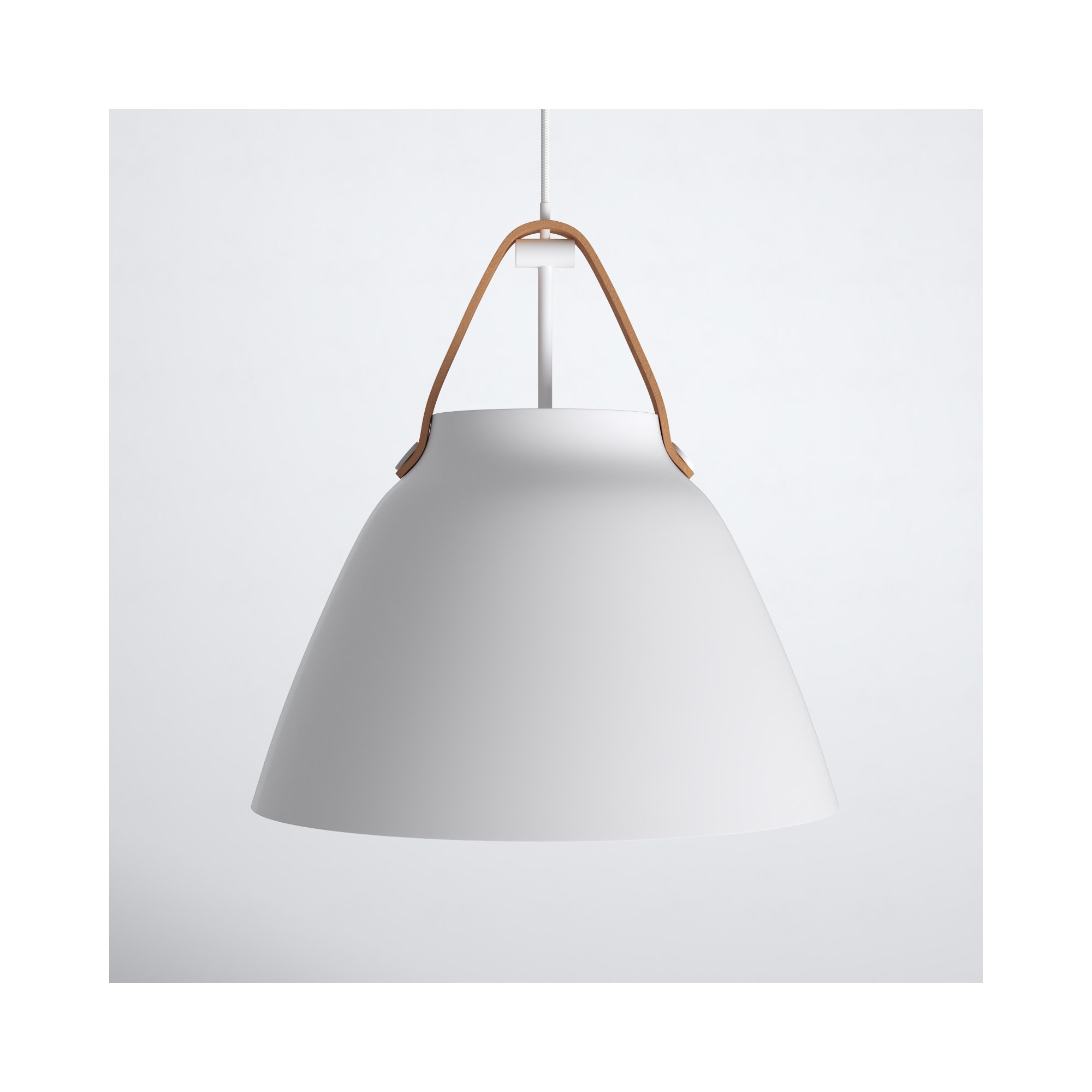 Gianni Single Light Metal Dimmable Pendant, 17.75" H x 19" W x 19" D, Tan Leather/White