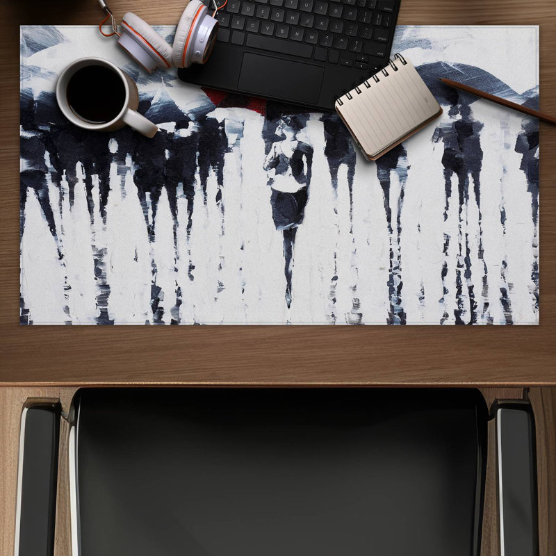 Abstract silhouettes under the rain - 14.00"x24.25" Desk mat