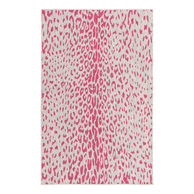 Tapis de safari d'extérieur rose et gris