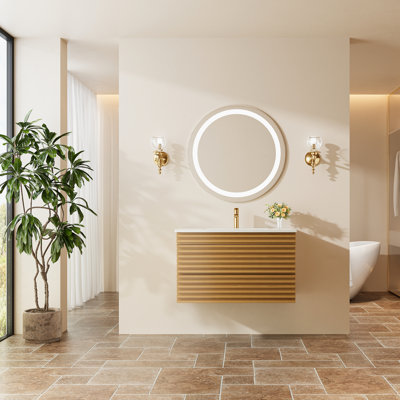 Meuble-lavabo simple mural et flottant avec lavabo en céramique