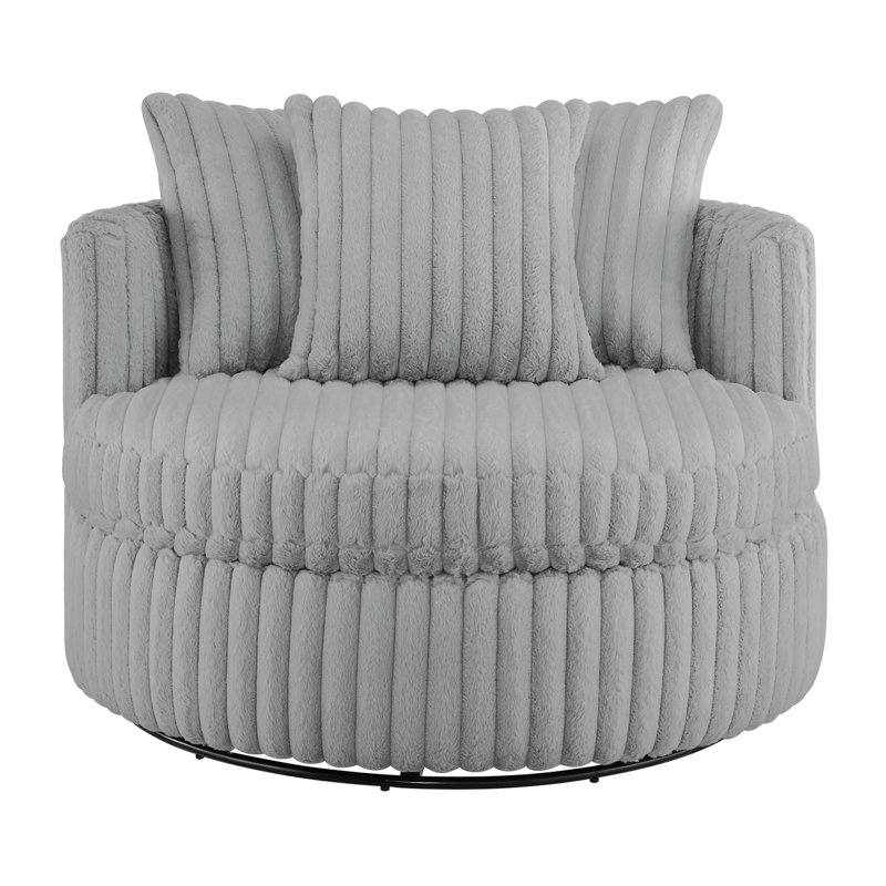 Mindy Ultra Plush Wide Cord-Like Oversized Swivel Barrel Chair
