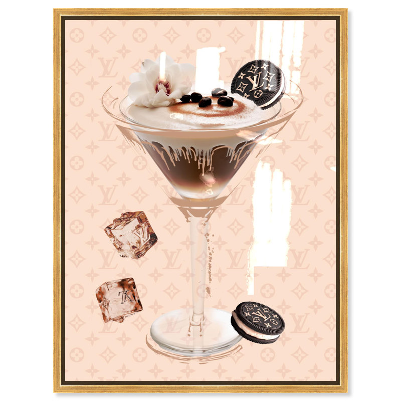 Oliver Gal Espresso Martini Luxe Glam & Bar - Hand-Applied Glass Coat Framed Canvas Art, 45" H x 36" W, Gold