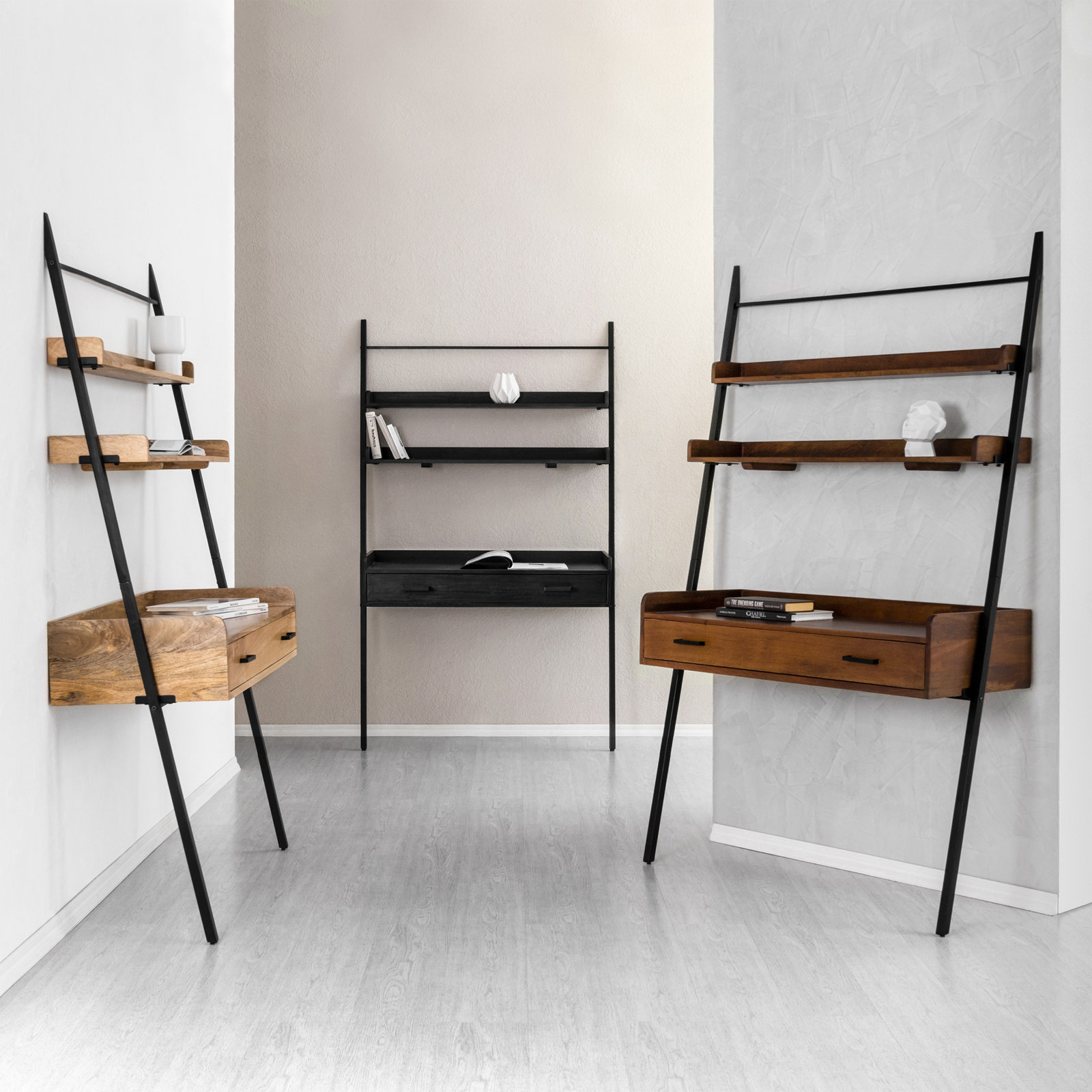 Innes 43" Mango Desk, Walnut/Black