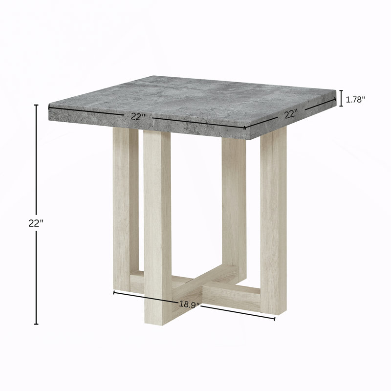 Table de bout contemporaine, Faux Concrete, Faux Concrete / White, White