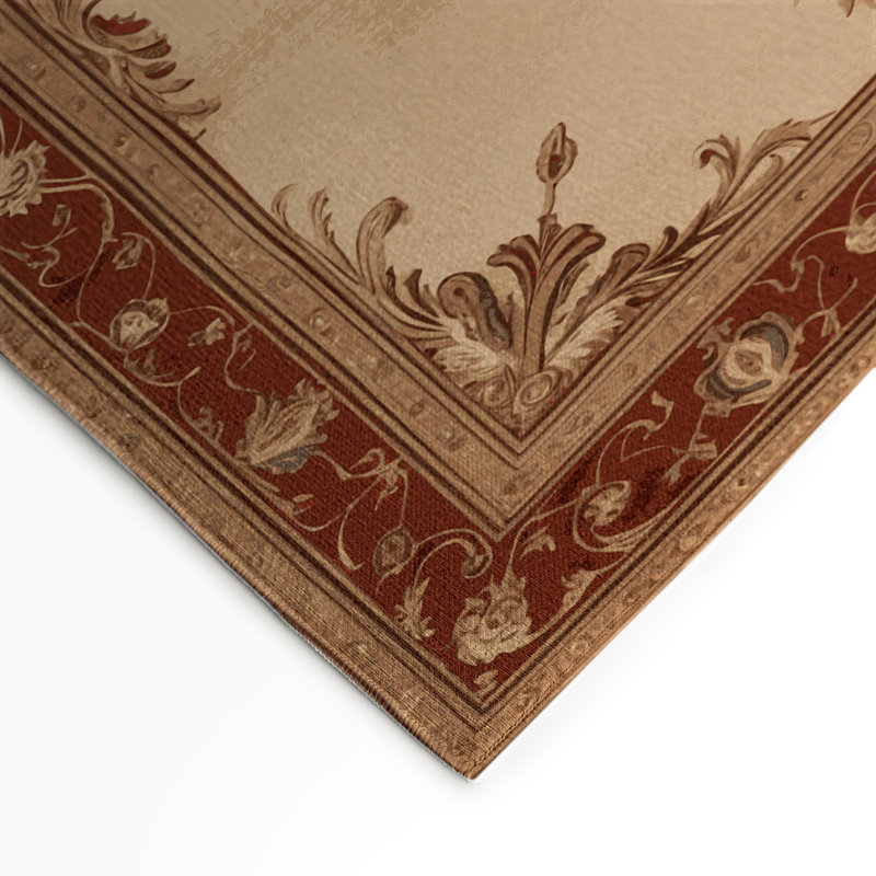 Tapis beige français d'intérieur et d'extérieur, Rectangle 5 pi x 7 pi