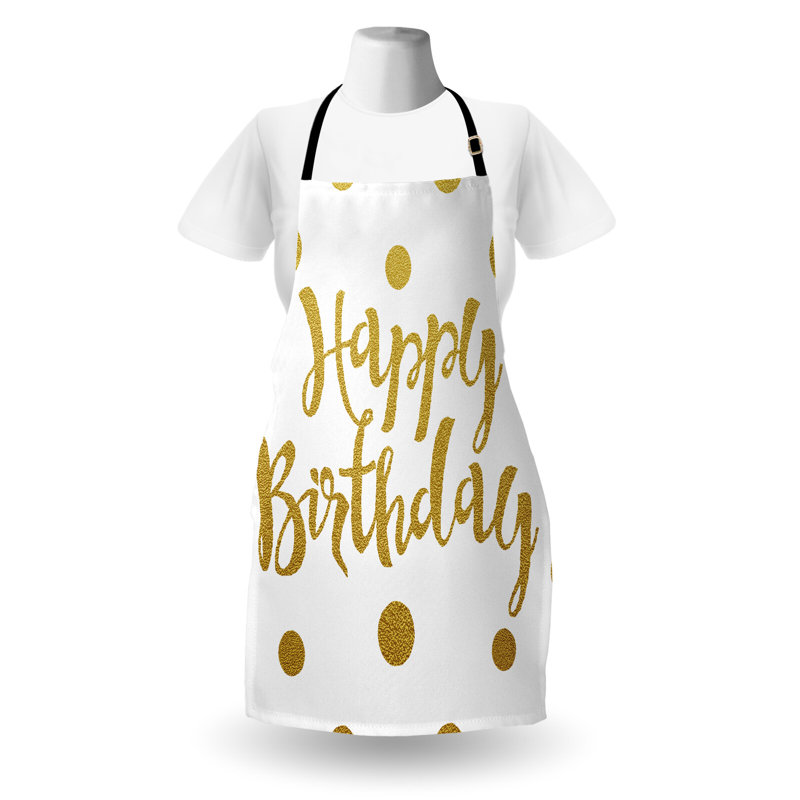 Tablier d'anniversaire The Party Aisle ™ unisexe, écriture à la main, taille adulte, jaune blanc