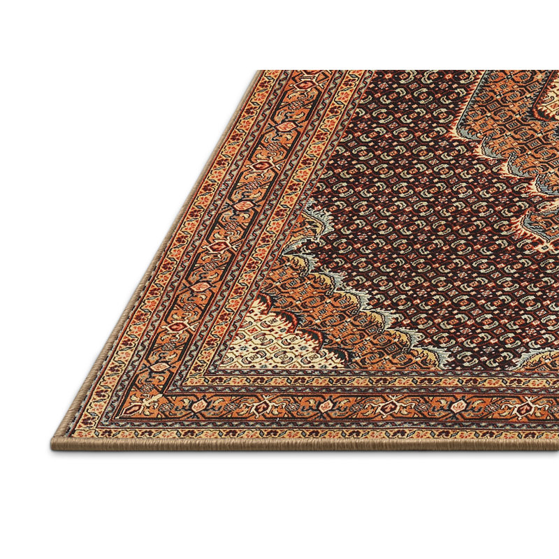 Tapis traditionnel brun / jaune Dietlinde, Rectangle 2 pi x 4 pi