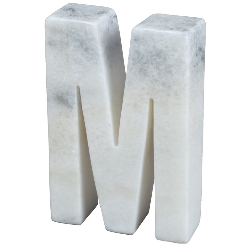 Serre-livres lettre Marble Stone, Blanc cassé