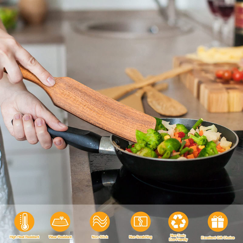 Natural Acacia Wood 7-Piece Spurtle Cooking Utensil Set