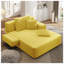 Chaise longue luxueuse en velours côtelé moelleux avec 3 coussins et support à coussins printanier jaune-162070082