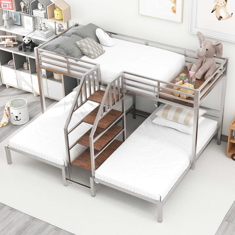 Medrick Kids Twin Bunk Bed, Silver