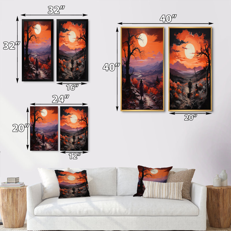 «Western Rugged Sunset», 2 pièces sur toile, Toile tendue, H 24 po x l 20 po