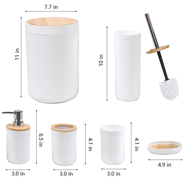 Bamboo Wood Bathroom Accessories Set Soap Dispenser Tumbler Soap Dish  Toiletbrush Holder Solid Wood Bamboo