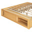 Structure de lit plateforme grand format avec 4 tiroirs de rangement et un casier de rangement au pied de lit, sans tête de lit, design moderne et peu encombrant - naturel-670374837