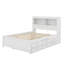 Lit double en bois de pin - Conception de plateforme avec prises USB, 3 tiroirs, tête de lit et lit gigogne-1180284227