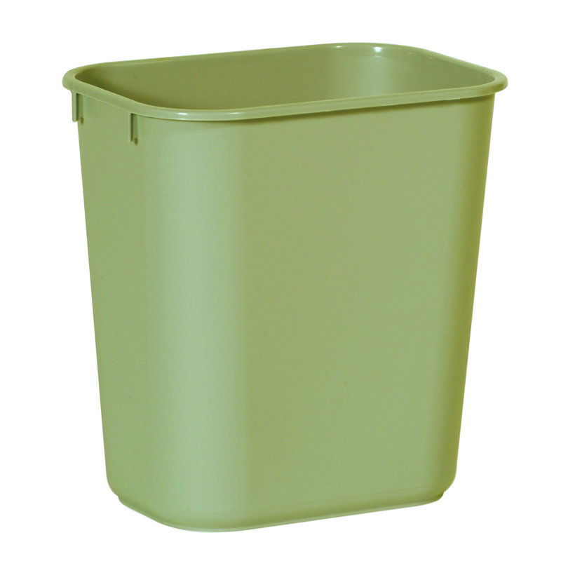Plastic Open Waste Basket - 3.5 Gallons, Beige