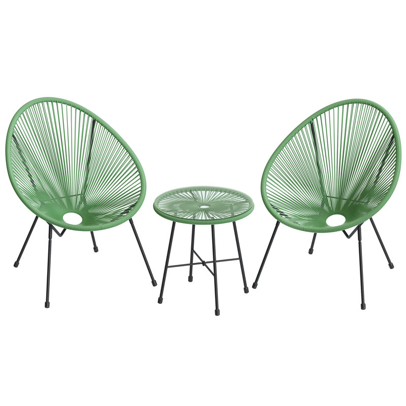3 Piece Rattan Seating Group, Light Green