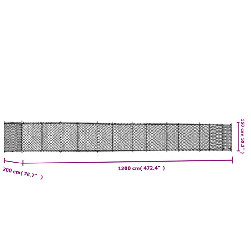 Alejandra 150cm H Steel Yard Kennel, 150 H x 1200 W x 200 D cm