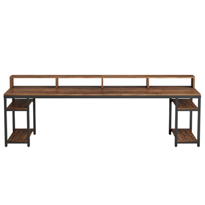Two Person Desk With Monitor Stand