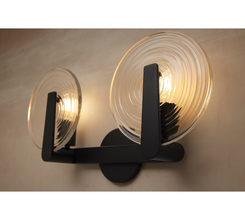 Hint Two-Light Sconce, 7.48"H x 15.55"W x 10.83"D, Matte Black, 2 Lights