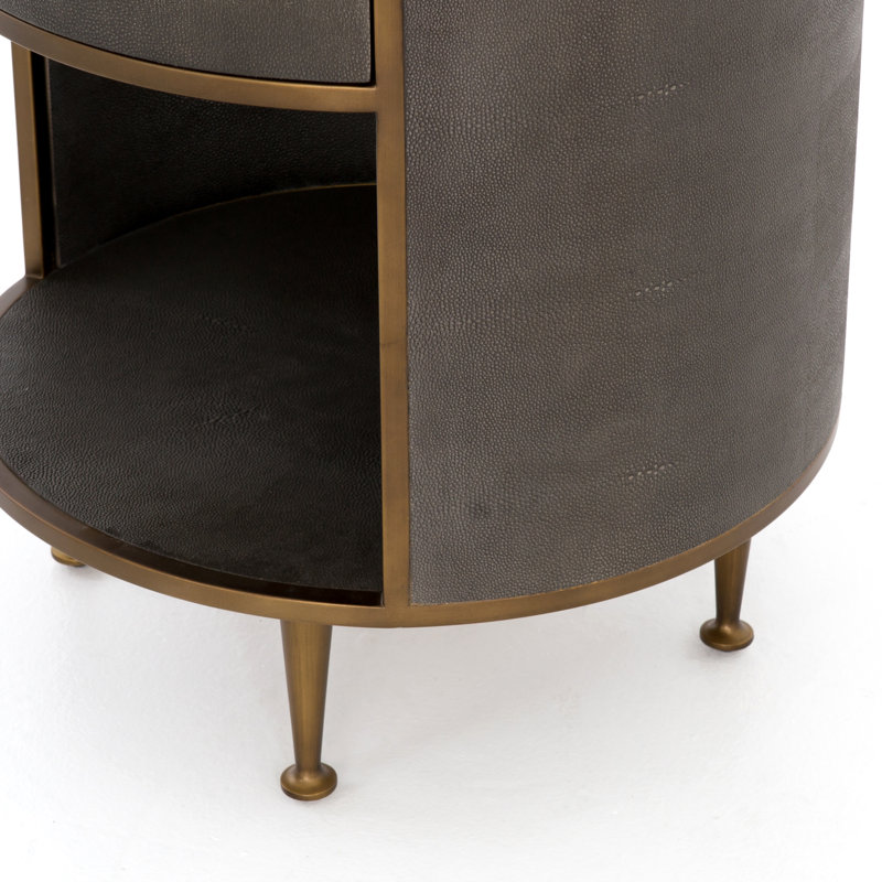 Shagreen 1 - Drawer Nightstand, Antique Brass