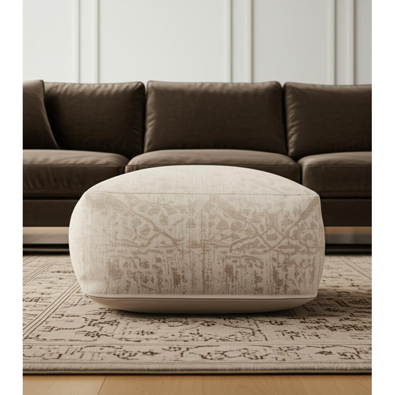Repose-pieds 36 "en chenille beige et crème