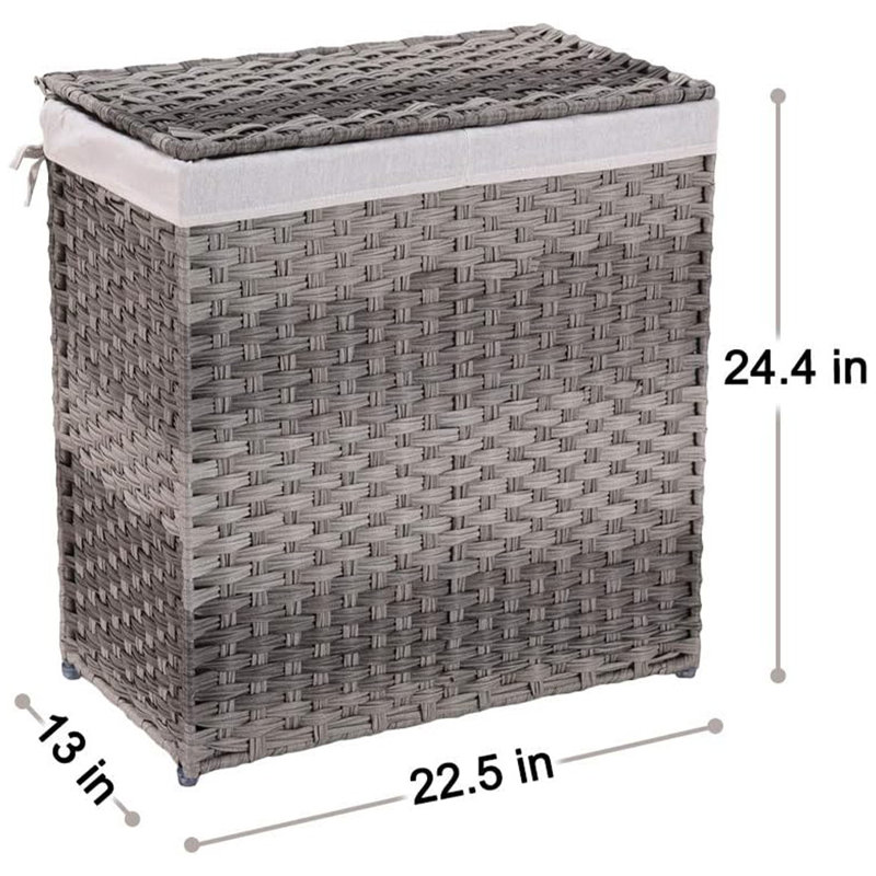 Plastic Laundry Sorter with Handles, Gray/Beige, Medium (24.4" x 22.5" x 13")