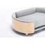 Lit pour animaux de compagnie de style scandinave surélevé pour grands animaux de compagnie, pieds en bois massif, mousse à mémoire de forme à fort rebond et coussin en velours teinté, chien gris moyen facile à installer avec esthétique, dossier courbé, égratignure amovible