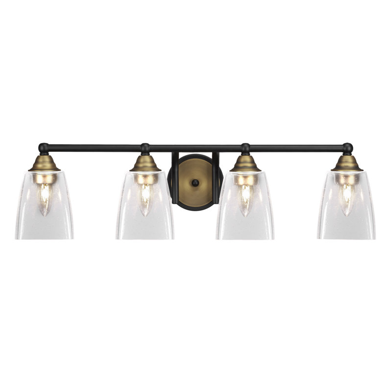 Michell 4-Light Bath Bar, Matte Black/Brushed Gold