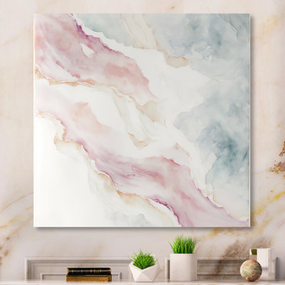 Mystère des vagues dans le rosé élevé II - Art abstrait à l'encre liquide