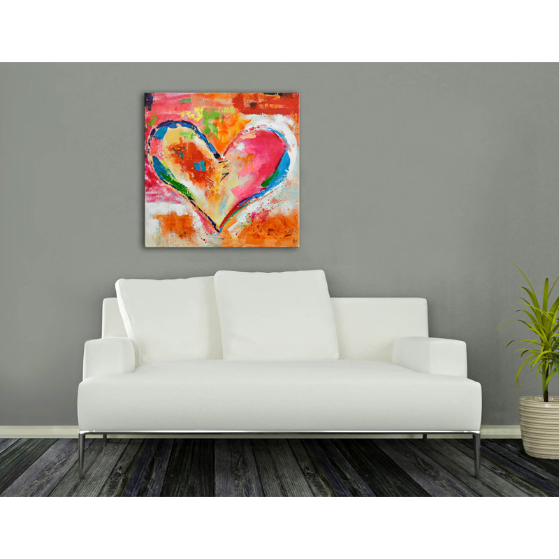 Multicoloured Heart by E. Ramirez - Unframed Painting on Canvas