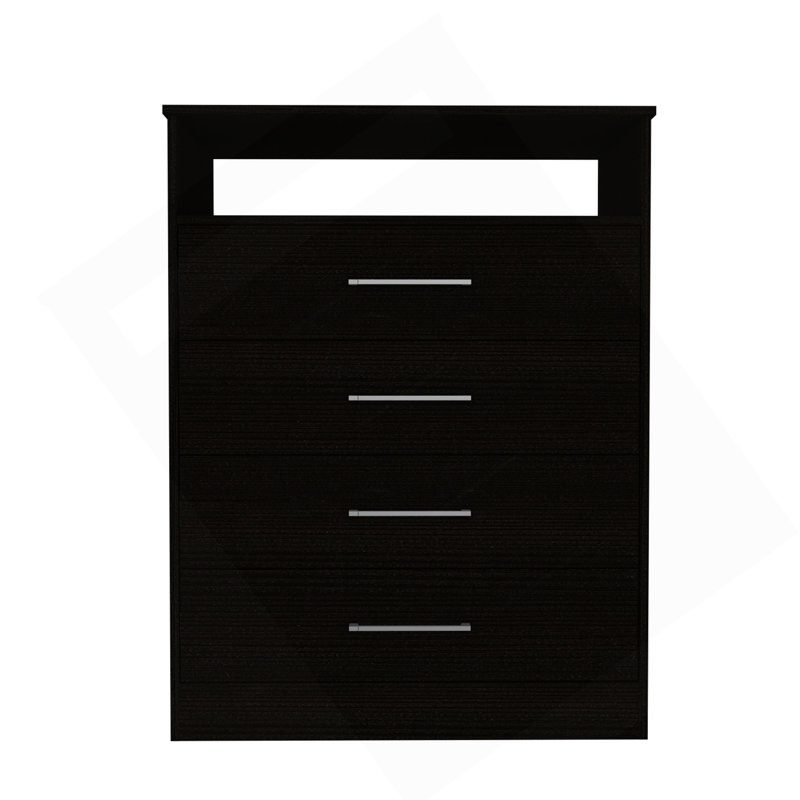Dessus de commode Continental, quatre tiroirs, une tablette - noir, Noir