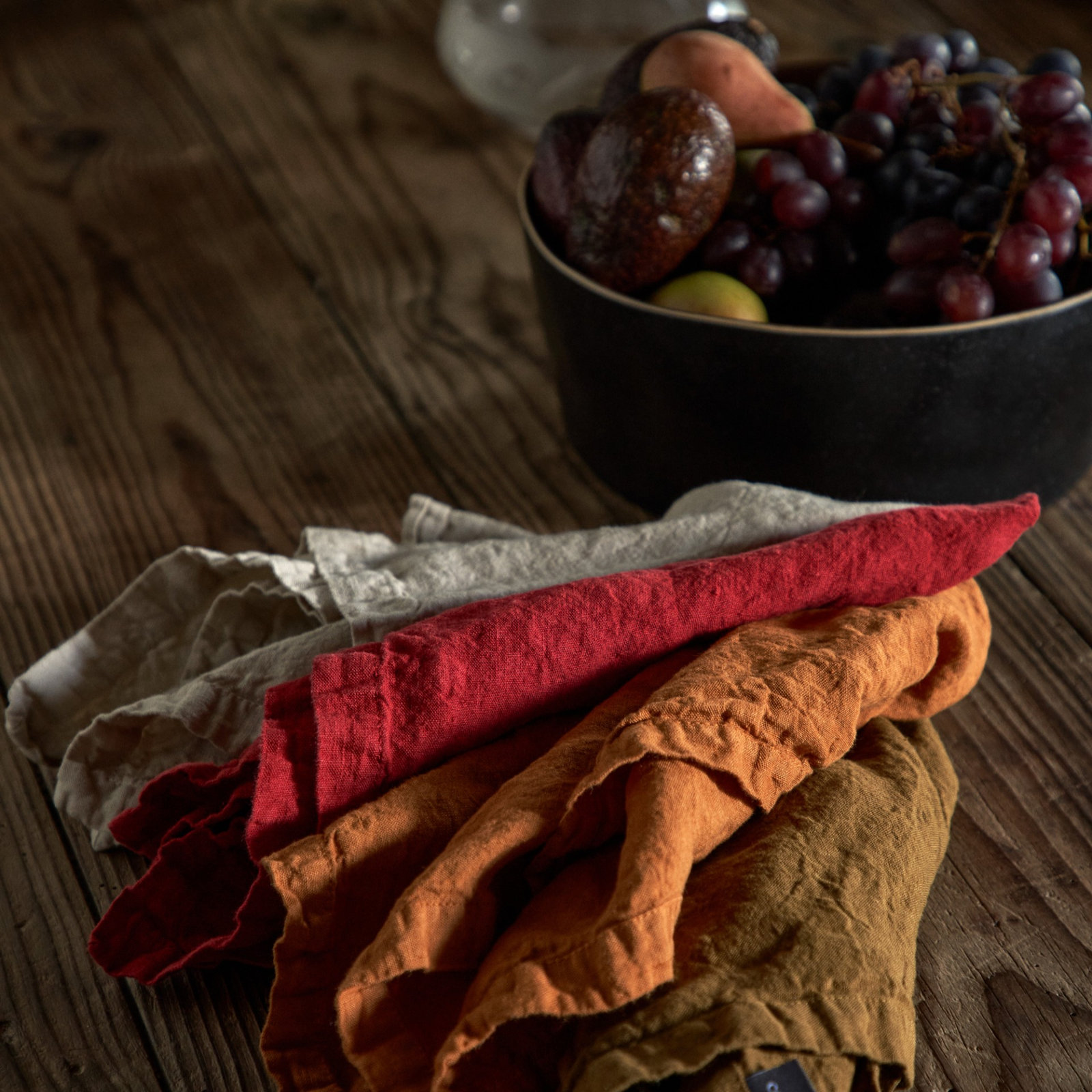 Maria Linen Square Napkin, Amber