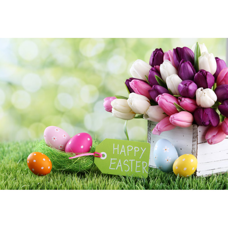 Easter Background by Kirin_photo - No Frame Print on Canvas, 81cm H x 122cm W