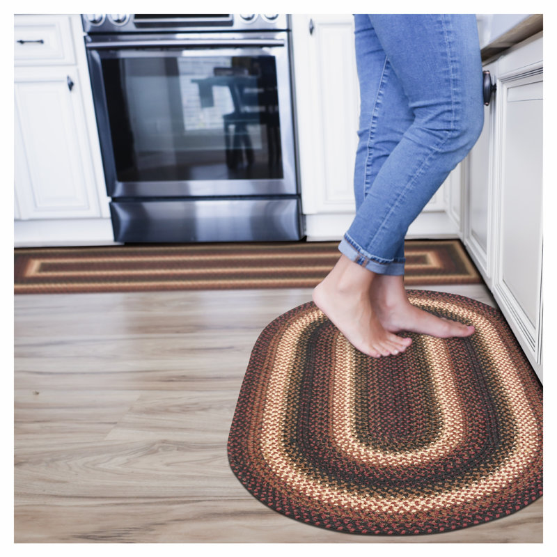 Tapis en jute de qualité supérieure canneberge / noir / rouge, Ovale 2 pi 3 po x 3 pi 9 po