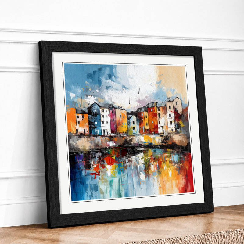 City Of Galway Abstract Art No.3 - Framed Print, Black