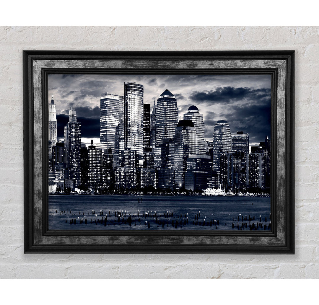 Manhattan Panorama In Blau - Druck