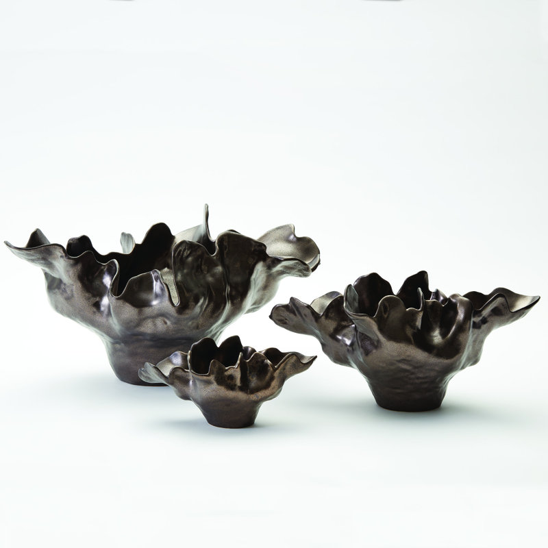 Meteor Decorative Bowl, Medium (10.5'' H x 22'' W x 12'' D), Bronze