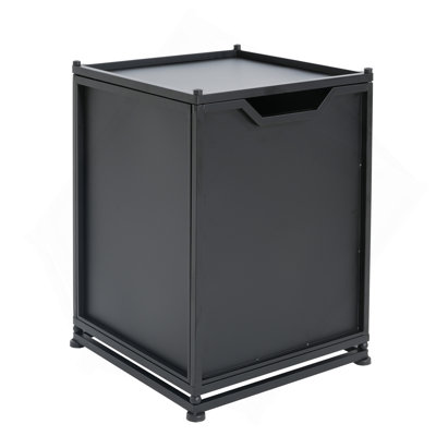 Outdoor Metal Tank Holder Side Table, Matte Black