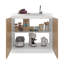 Armoire de rangement en chêne blanc et naturel avec 2 portes et 3 tablettes