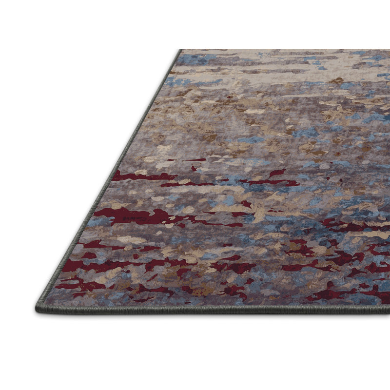 Tapis gris soyeux et moelleux, Rectangle 7 pi x 9 pi