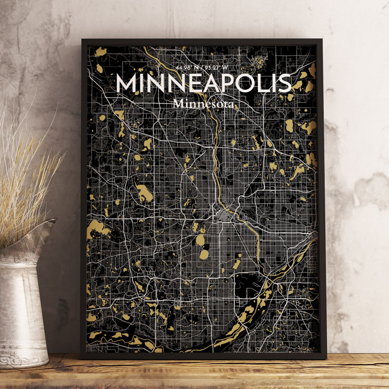 Minneapolis City Map - No Frame Print, 50.8cm H x 40.6cm W x 0.13cm D