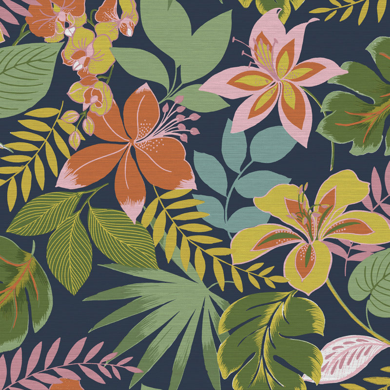 Floral Matte Wallpaper Roll, Night