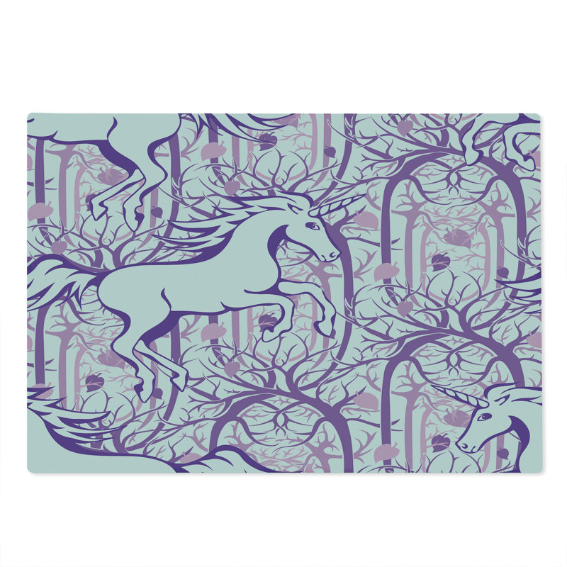 Ambesonne Unicorn Cutting Board Large Size Magic Forest Purple