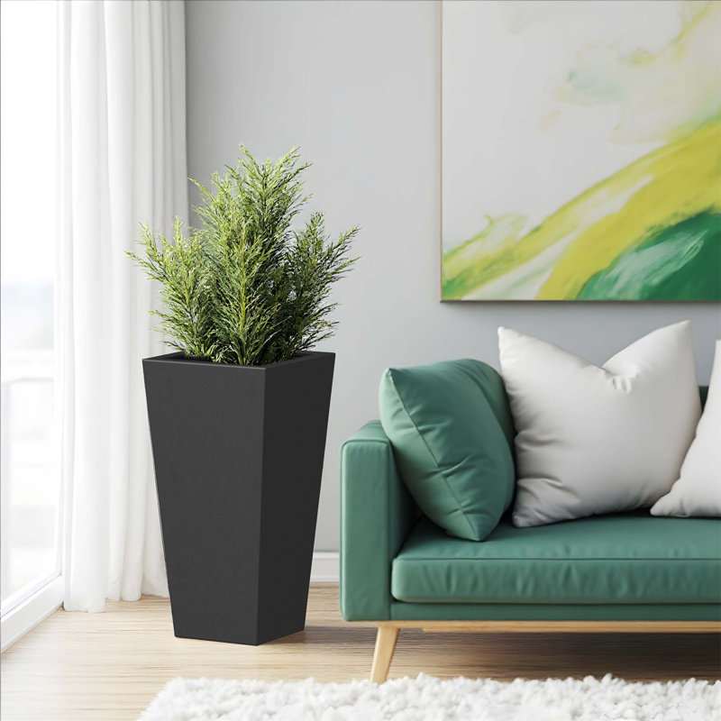 Versatile Metal Planter for All Settings with Excellent Drainage and Durability, 15" H x 15" W x 30" D, Black
