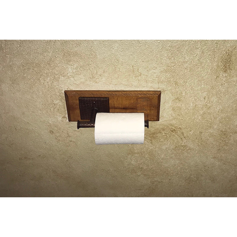 Hand Hammered Copper and Wood Oil Rubbed Bronze Toilet Paper Holder