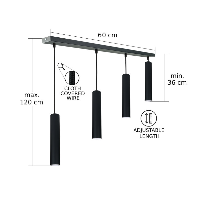 Svala - Light Matte Black Cylinder Pendant, 4