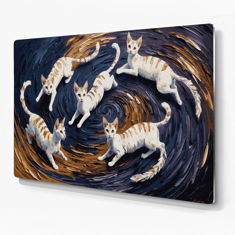 Cats Devon Rex, art mural en métal gris, H 11 po x l 14 po