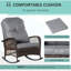 Chaise berçante de patio en gris, avec siège et coussin abondants, structure en acier pour le jardin, la cour arrière, conception robuste et large